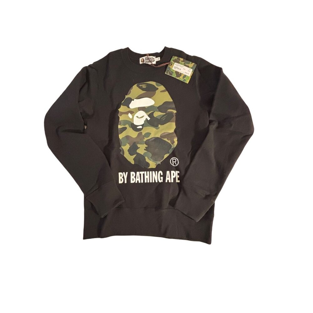 A Bathing Ape Camo Crewneck Sweatshirt Black Cotton Small
